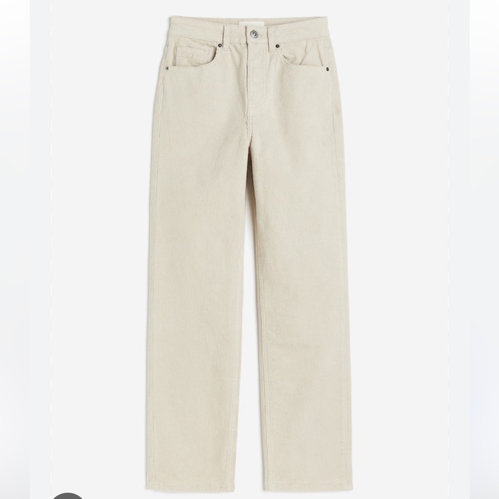 H&M Beige Corduroy straight leg Pants